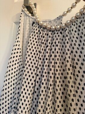 Pleated Polka Dot Black and White blouse